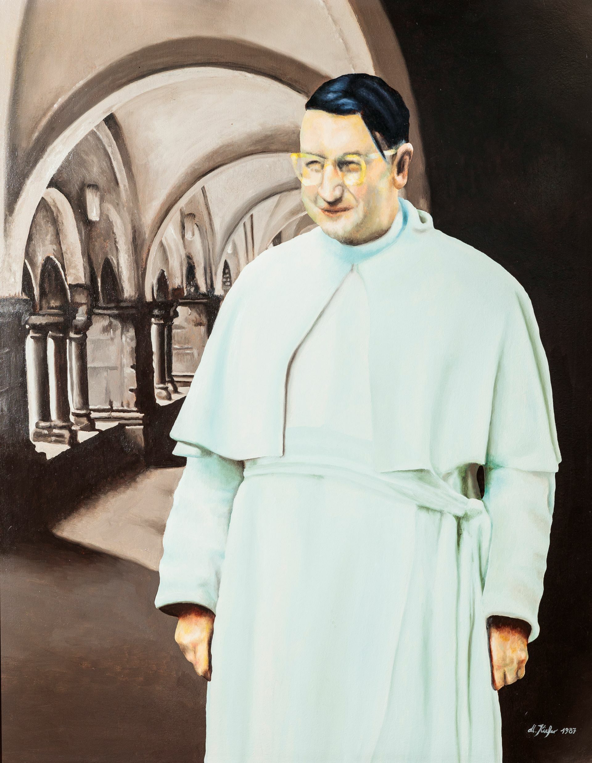 Bernhard Mayer war in der Anfangszeit Regierender Prior in Hamborn. In Bild in der Abtei erinnert an den Geistlichen. Bild: Daniel Elke / Abtei Hamborn